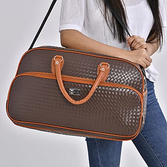 https://tjcuk.sirv.com/Products/76/9/7694851/Passage-PU-Woven-Travel-Bag-Size-52x19x32-cm-Coffee-Black_7694851_2.jpg?w=342&h=342