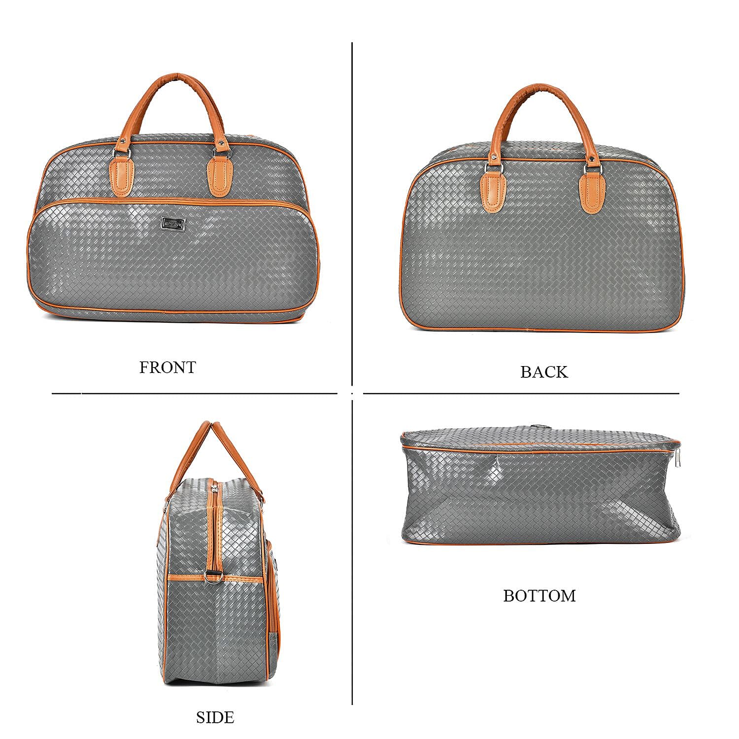 Passage Leatherette Woven Pattern Travel Croosbody Bag with Handle Drop - Blue