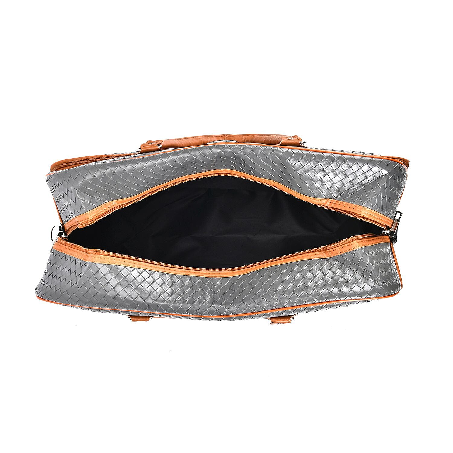 Passage Leatherette Woven Pattern Travel Croosbody Bag with Handle Drop - Blue