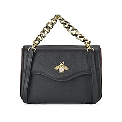 100% Genuine Leather Patterned Crossbody Bag - Blue