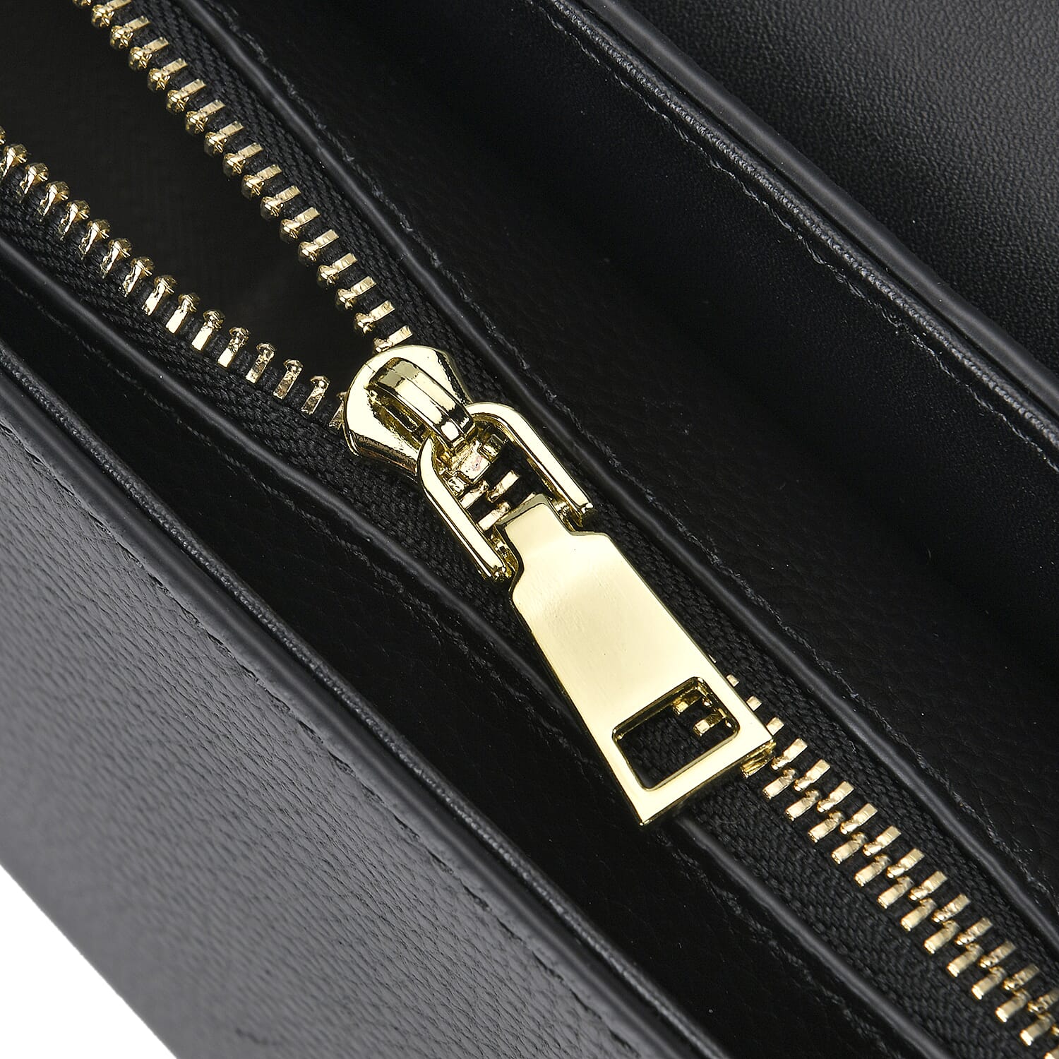 100% Genuine Leather Patterned Crossbody Bag - Black