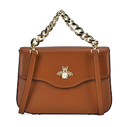 100% Genuine Leather Patterned Crossbody Bag - Blue