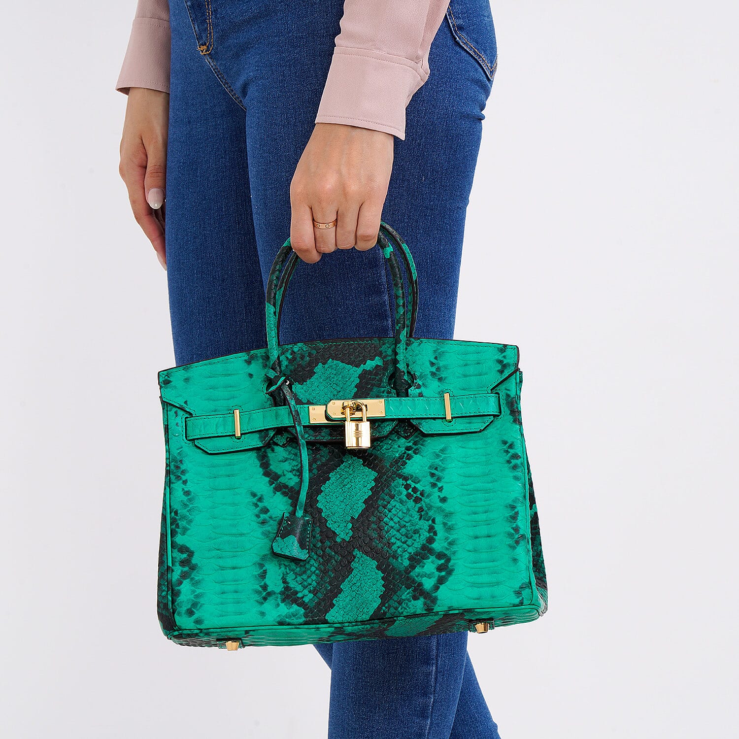 Leather Snakeskin Crossbody Bag Green 7694871 TJC