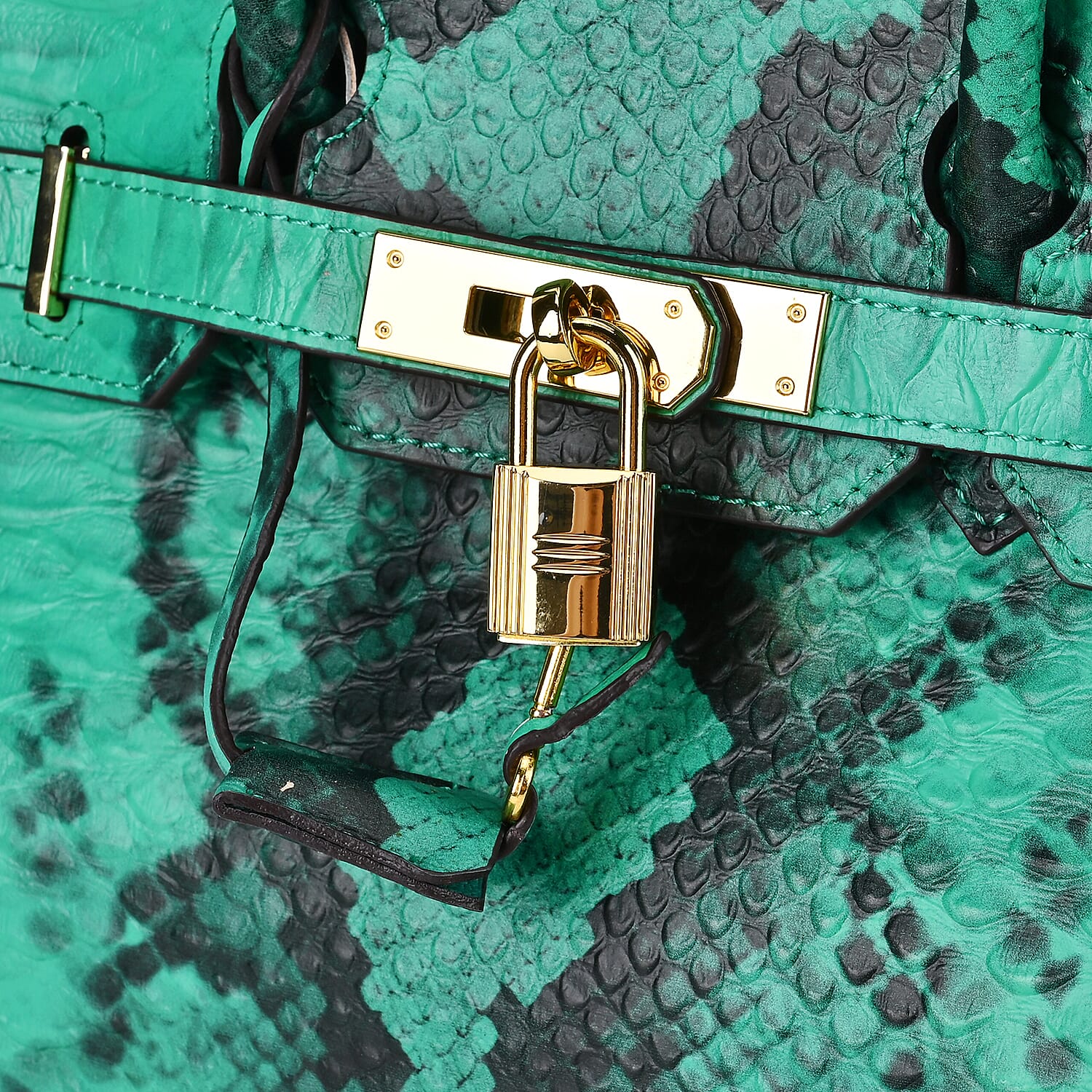 100% Genuine Leather Snakeskin Pattern Crossbody Bag - Green