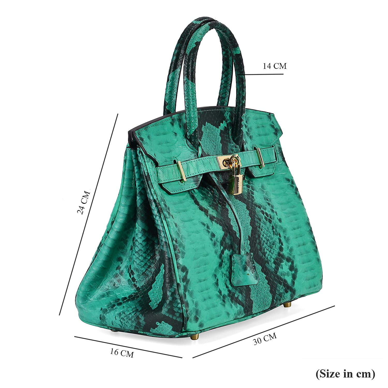 100% Genuine Leather Snakeskin Pattern Crossbody Bag - Green
