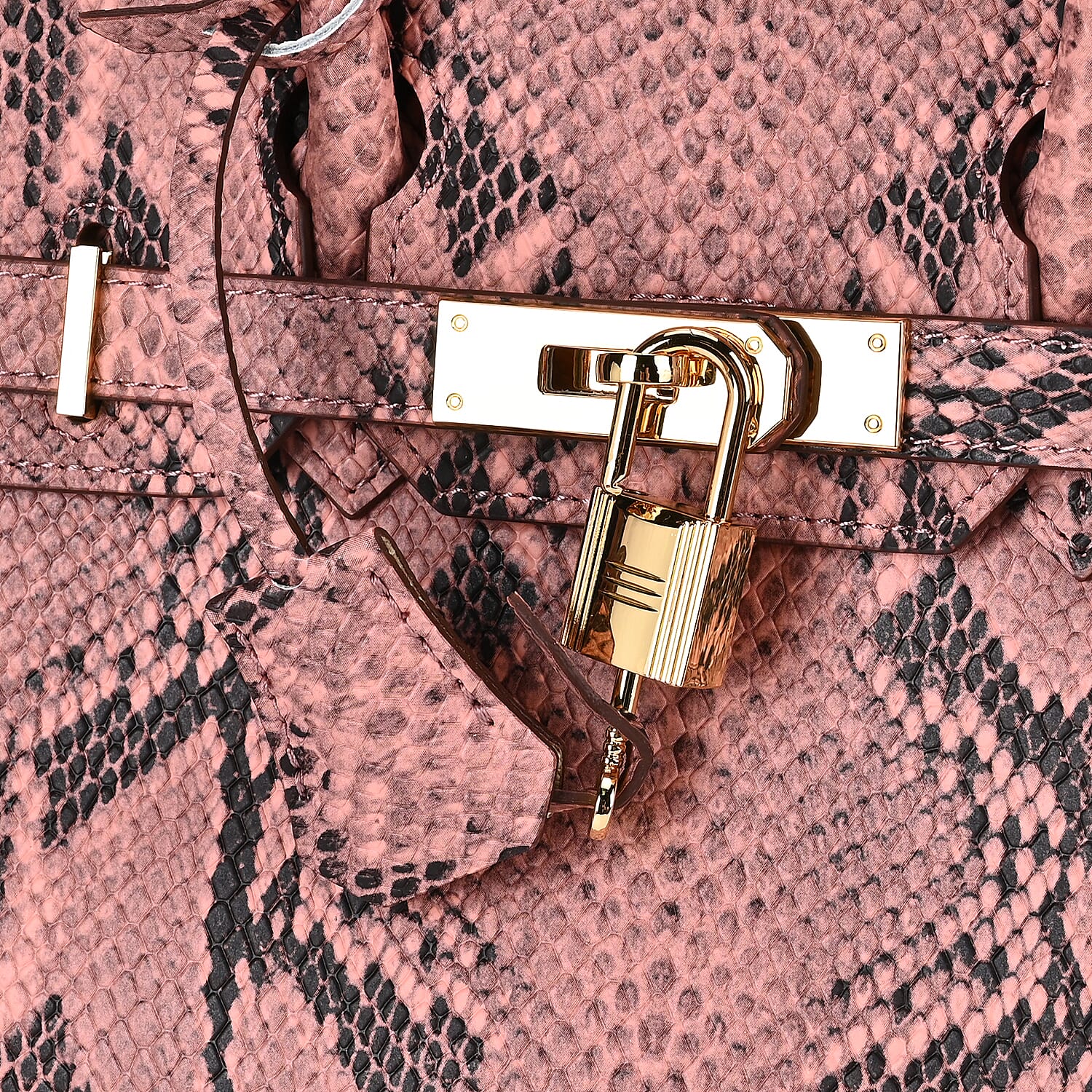 100% Genuine Leather Snakeskin Pattern Crossbody Bag - Pink