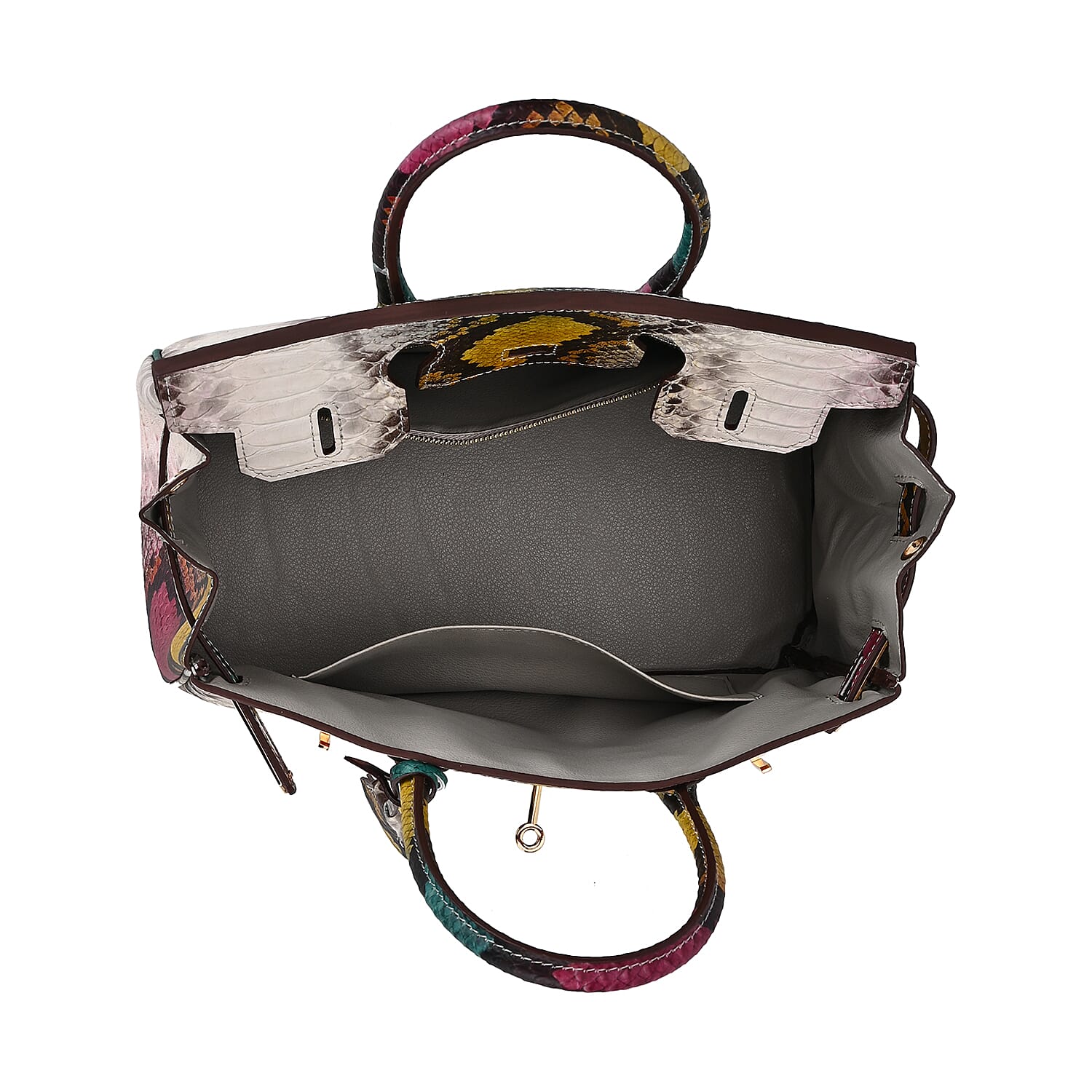 HONGKONG CLOSEOUT - 100% Genuine Leather Snakeskin Pattern Crossbody Bag - White 24x30x16cm