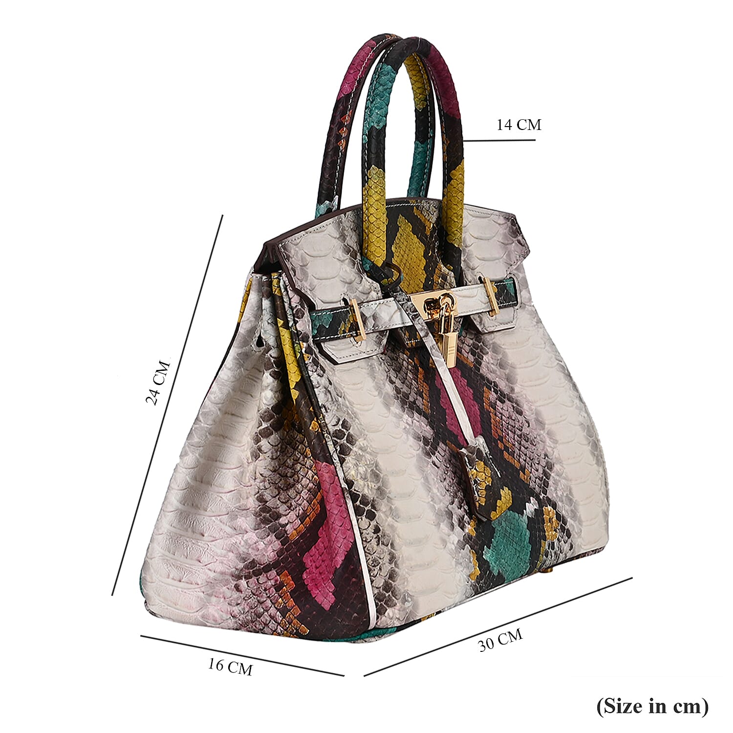 100% Genuine Leather Snakeskin Pattern Crossbody Bag