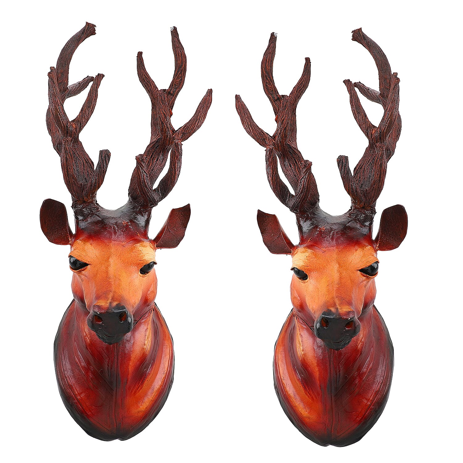 Boutique Collection - Set of 2 Genuine Leather Home Decor Stag Wall Hangings