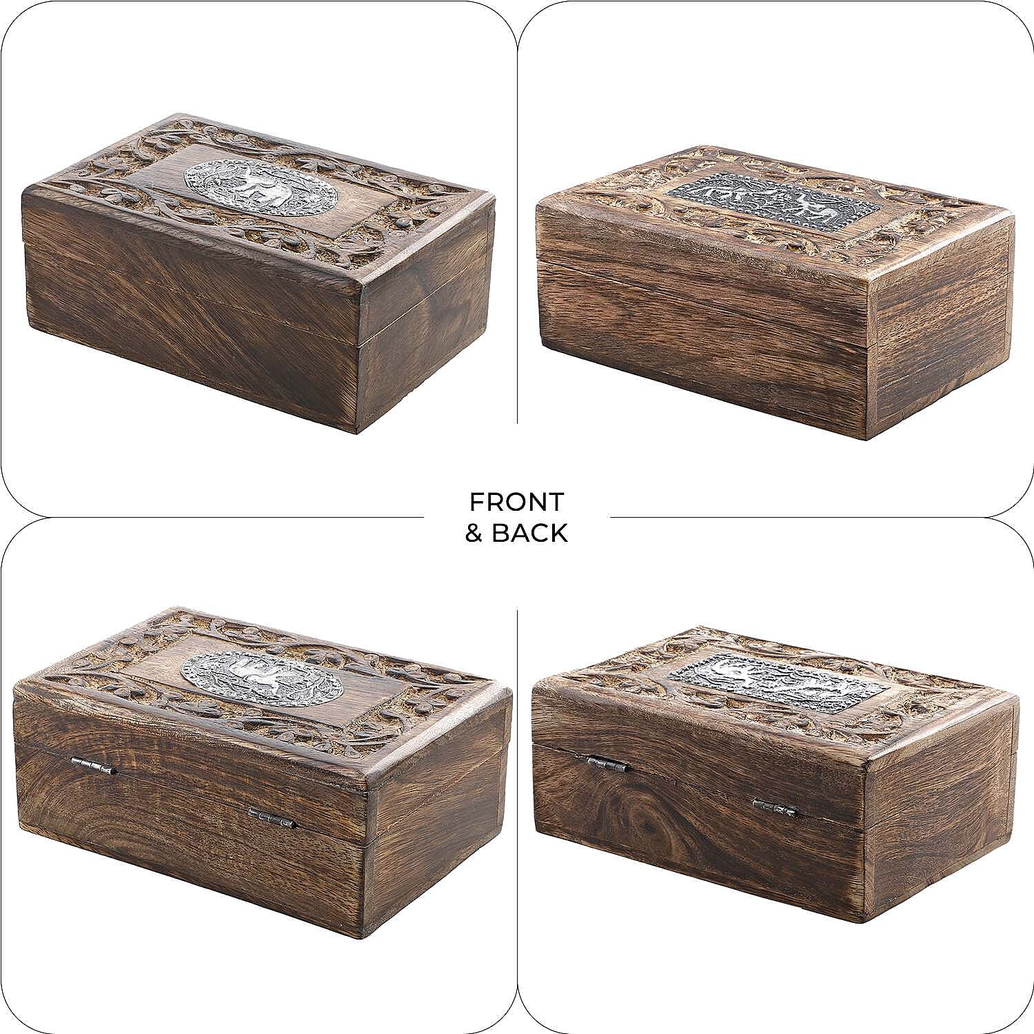 Hand Carved Storage Box (Size 15x10x5 cm) - Natural Brown - Natural Brown