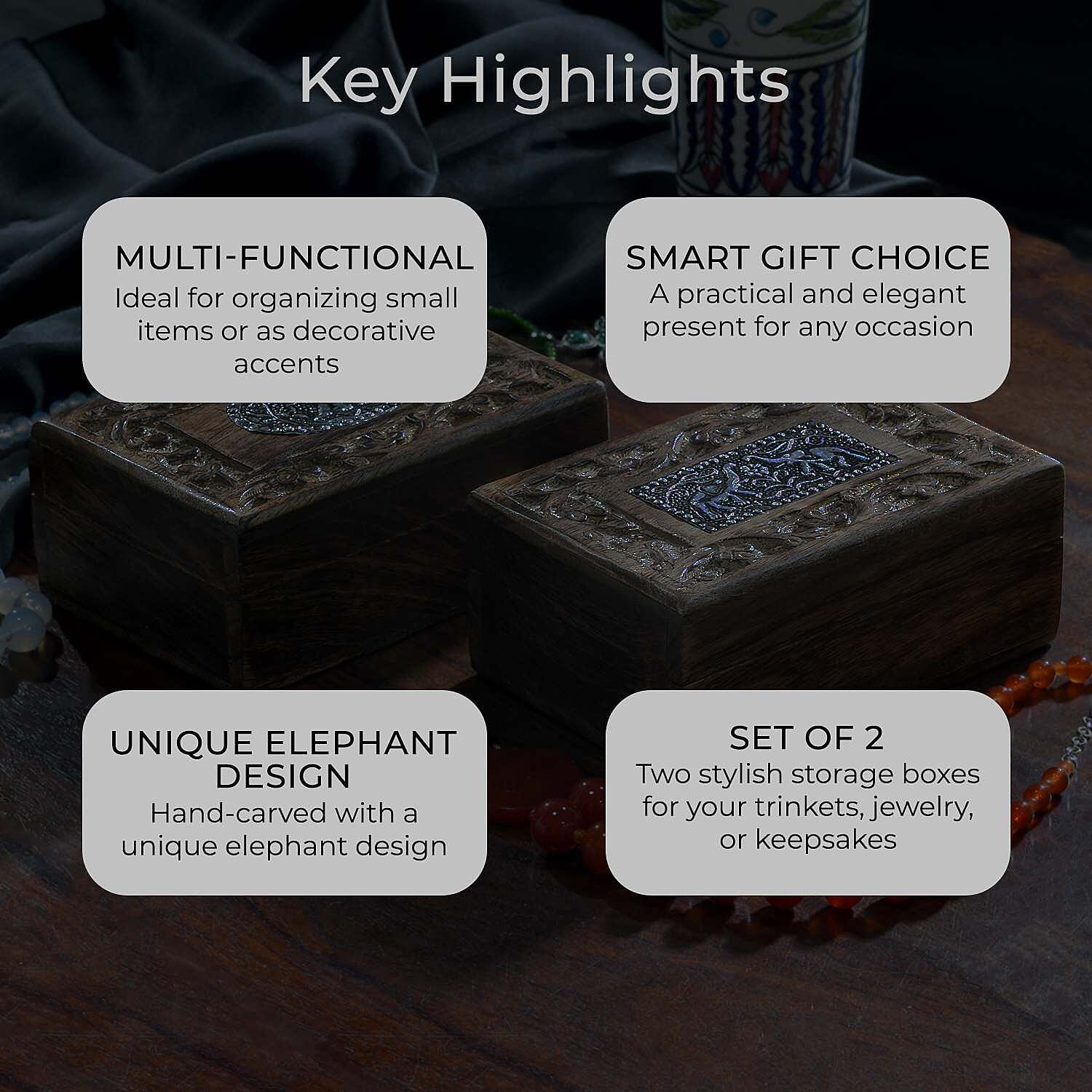 Hand Carved Storage Box (Size 15x10x5 cm) - Natural Brown - Natural Brown