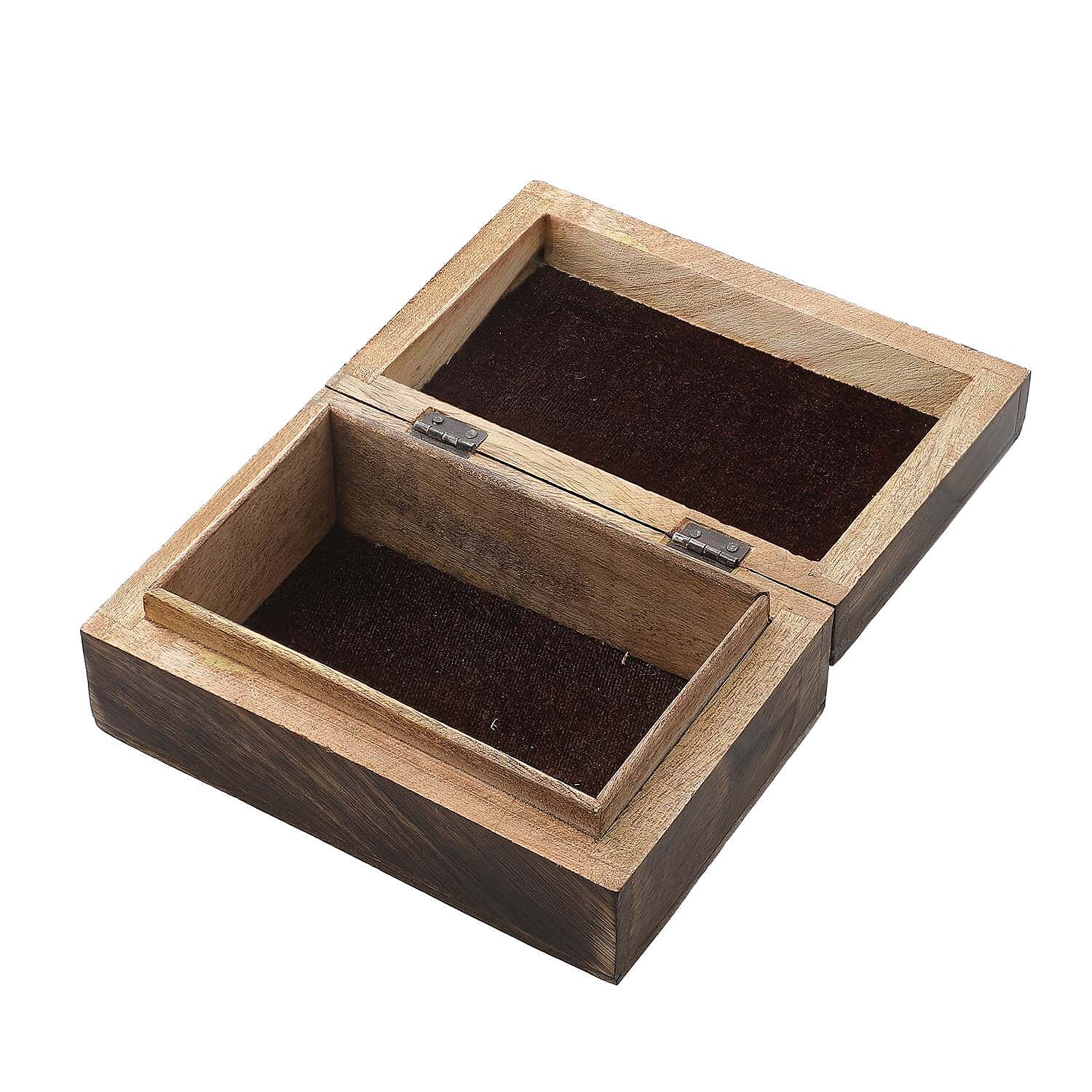 Hand Carved Storage Box (Size 15x10x5 cm) - Natural Brown - Natural Brown