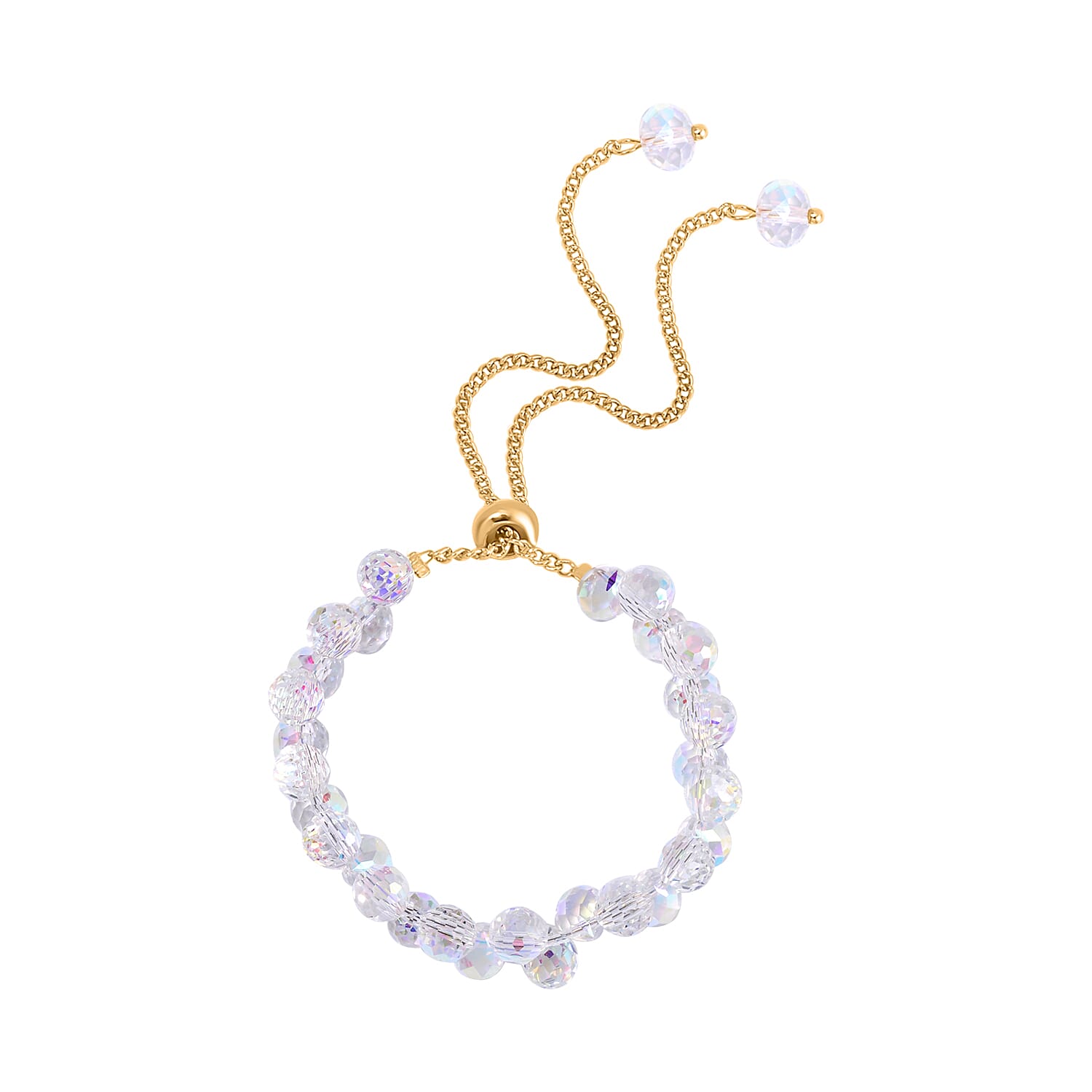 Simulated Mystic White Austrian Crystal Adjustable Bracelet (Size 6-9)