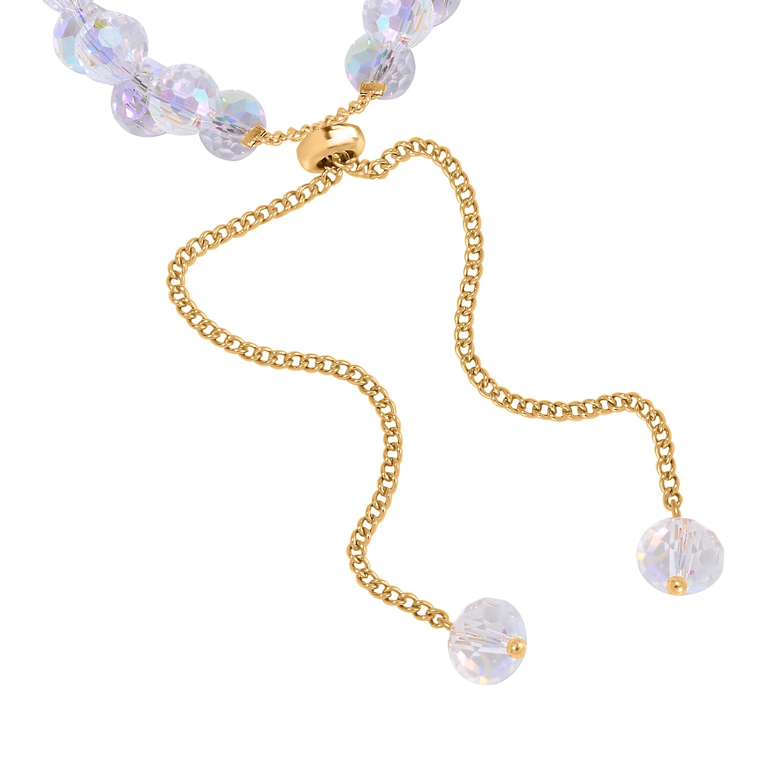 Simulated Mystic White Austrian Crystal Adjustable Bracelet (Size 6-9)