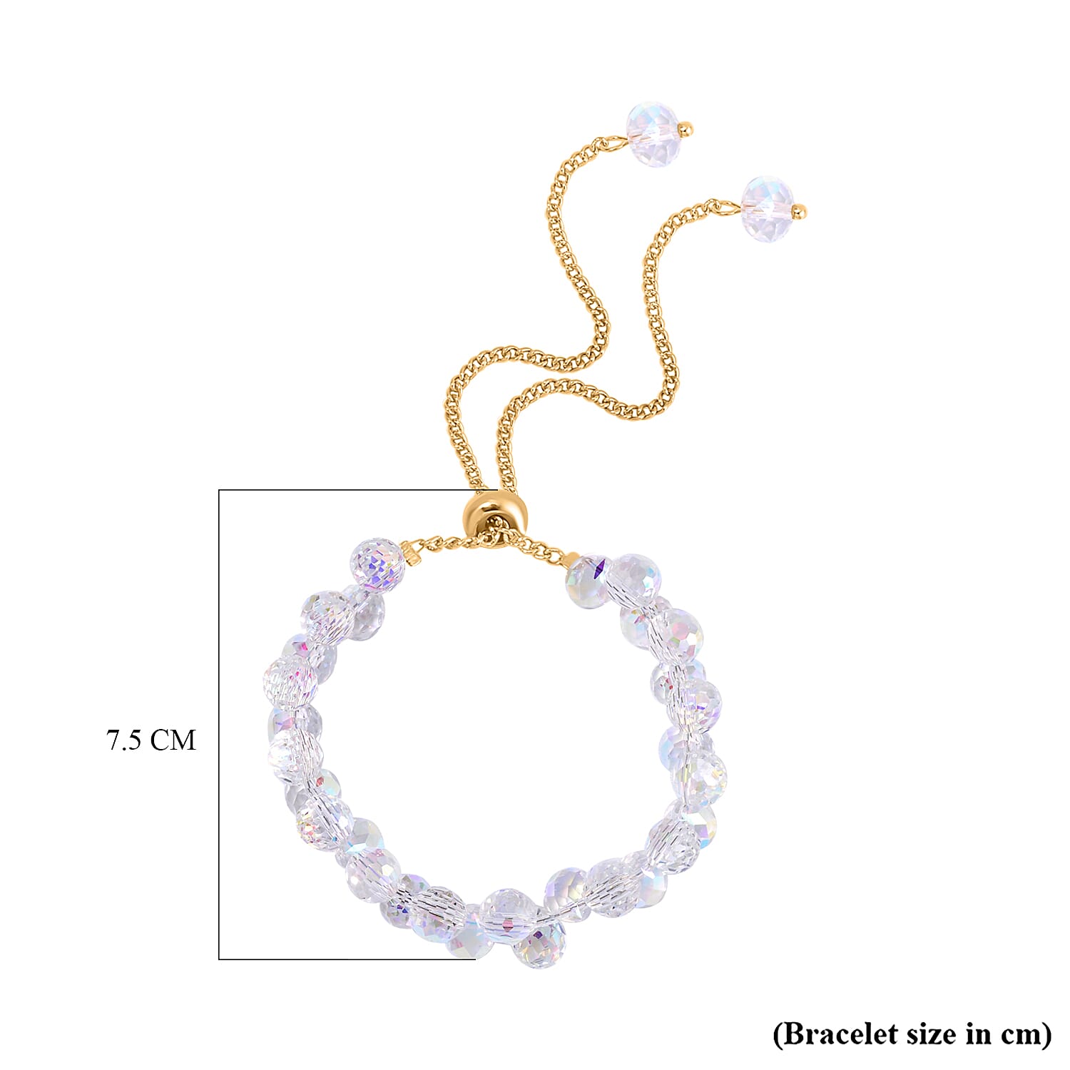 Simulated Mystic White Austrian Crystal Adjustable Bracelet (Size 6-9)