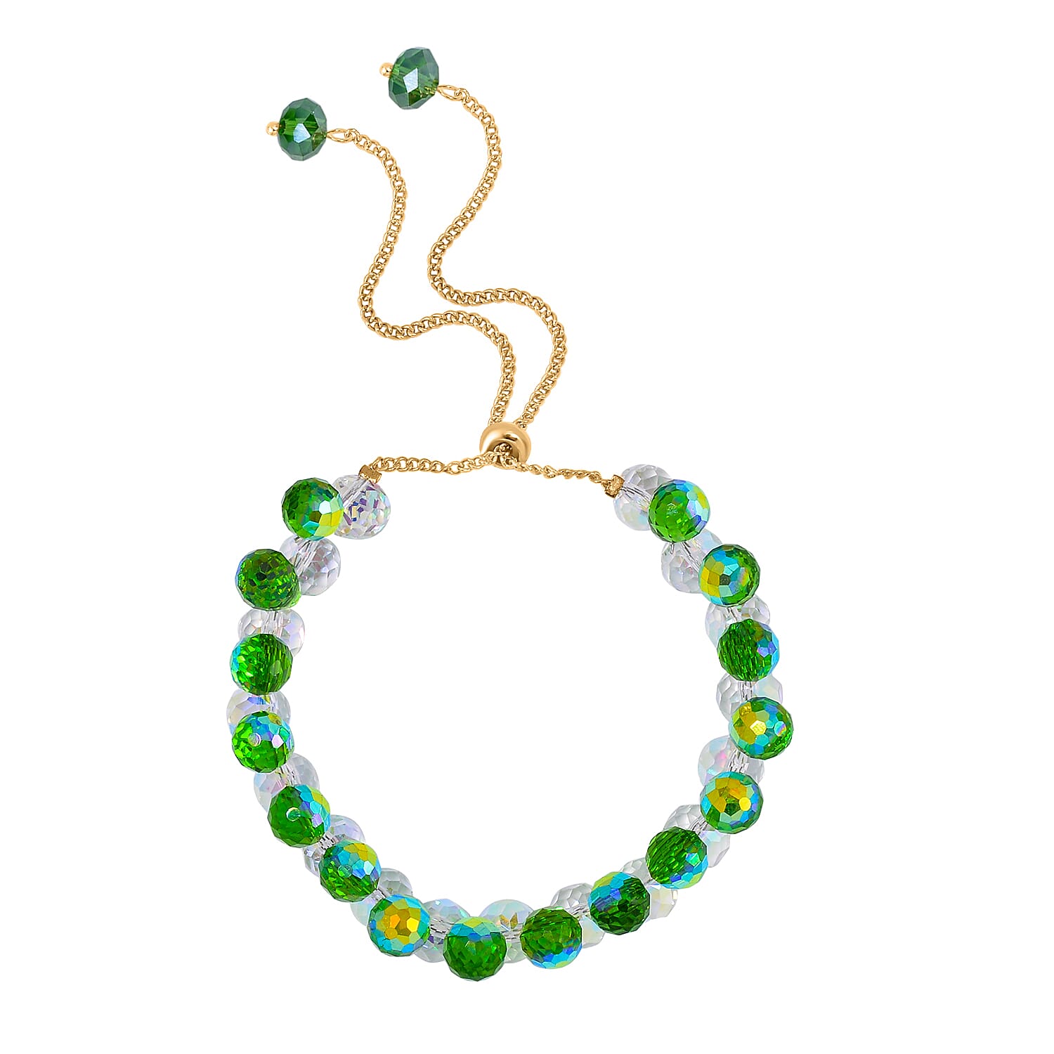 Simulated Mystic White Crystal ,  Green Magic Color Crystal Bracelet