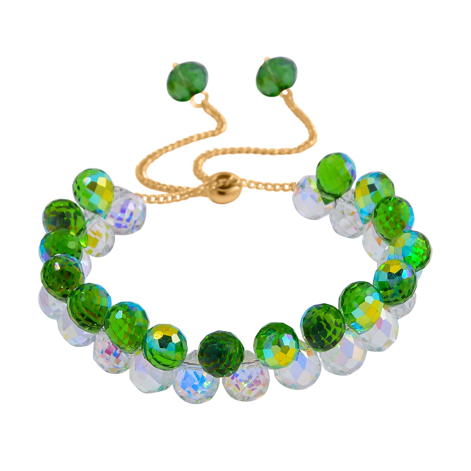 Simulated Mystic White Crystal ,  Green Magic Color Crystal Bracelet