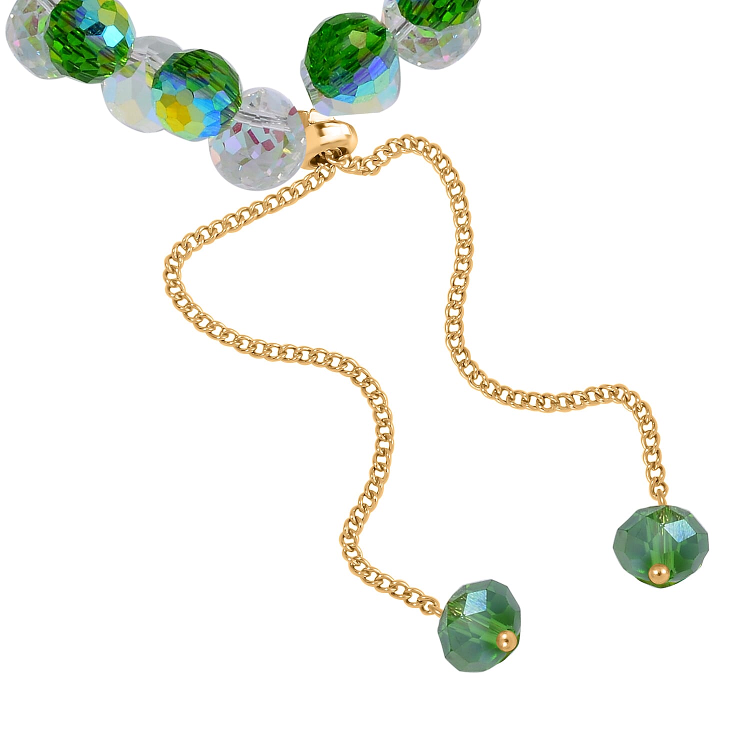 Simulated Mystic White Crystal ,  Green Magic Color Crystal Bracelet