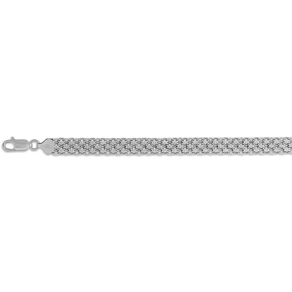 Hatton Garden Closeout - Rhodium Overlay Sterling Silver Bismark Bracelet (Size - 7.5)