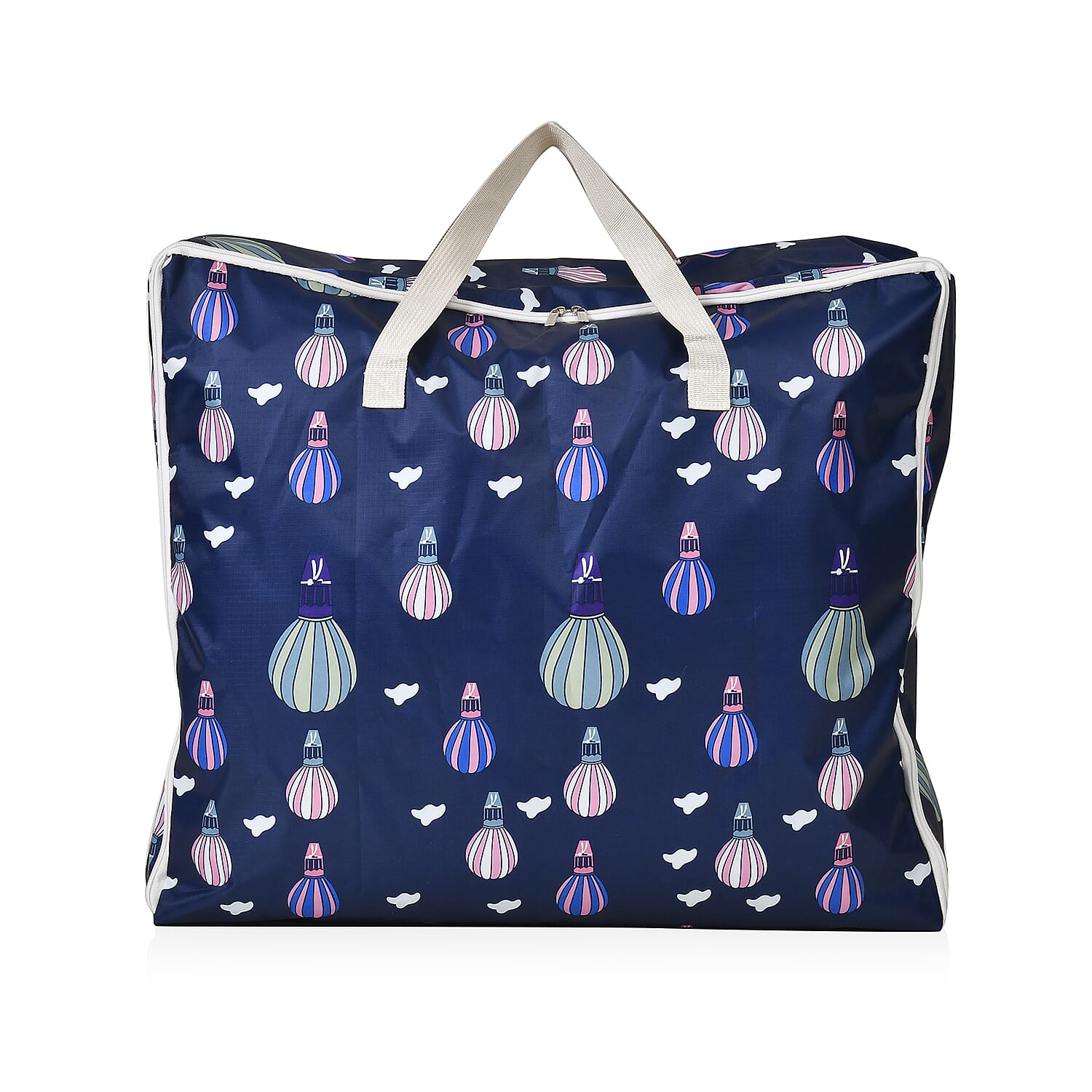 Set of 3 Hot Air Balloon Printed Storage Bags - Navy