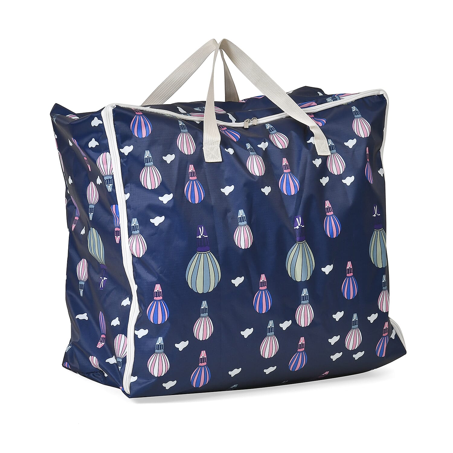 Set of 3 Hot Air Balloon Printed Storage Bags - Navy