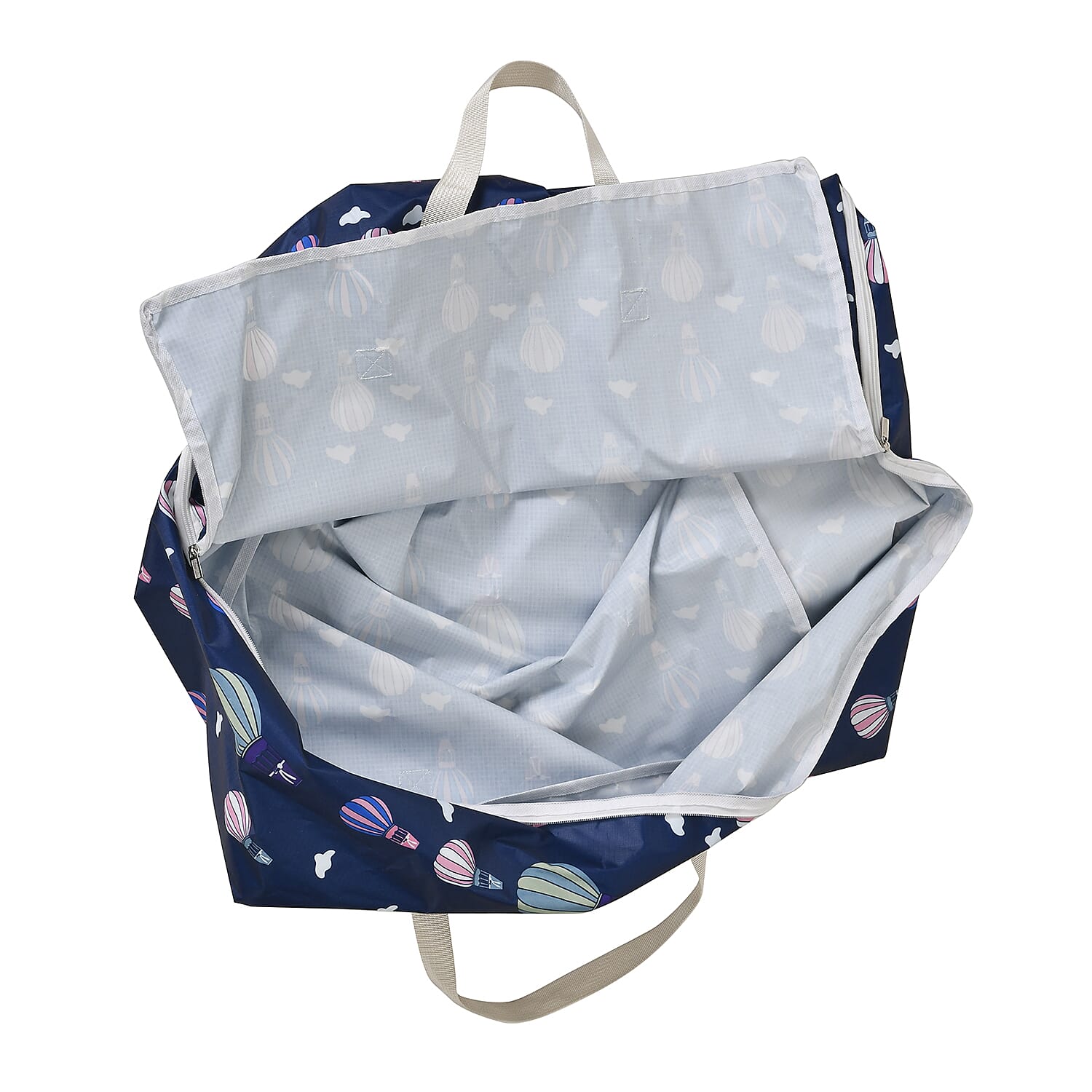 Set of 3 Hot Air Balloon Printed Storage Bags - Navy