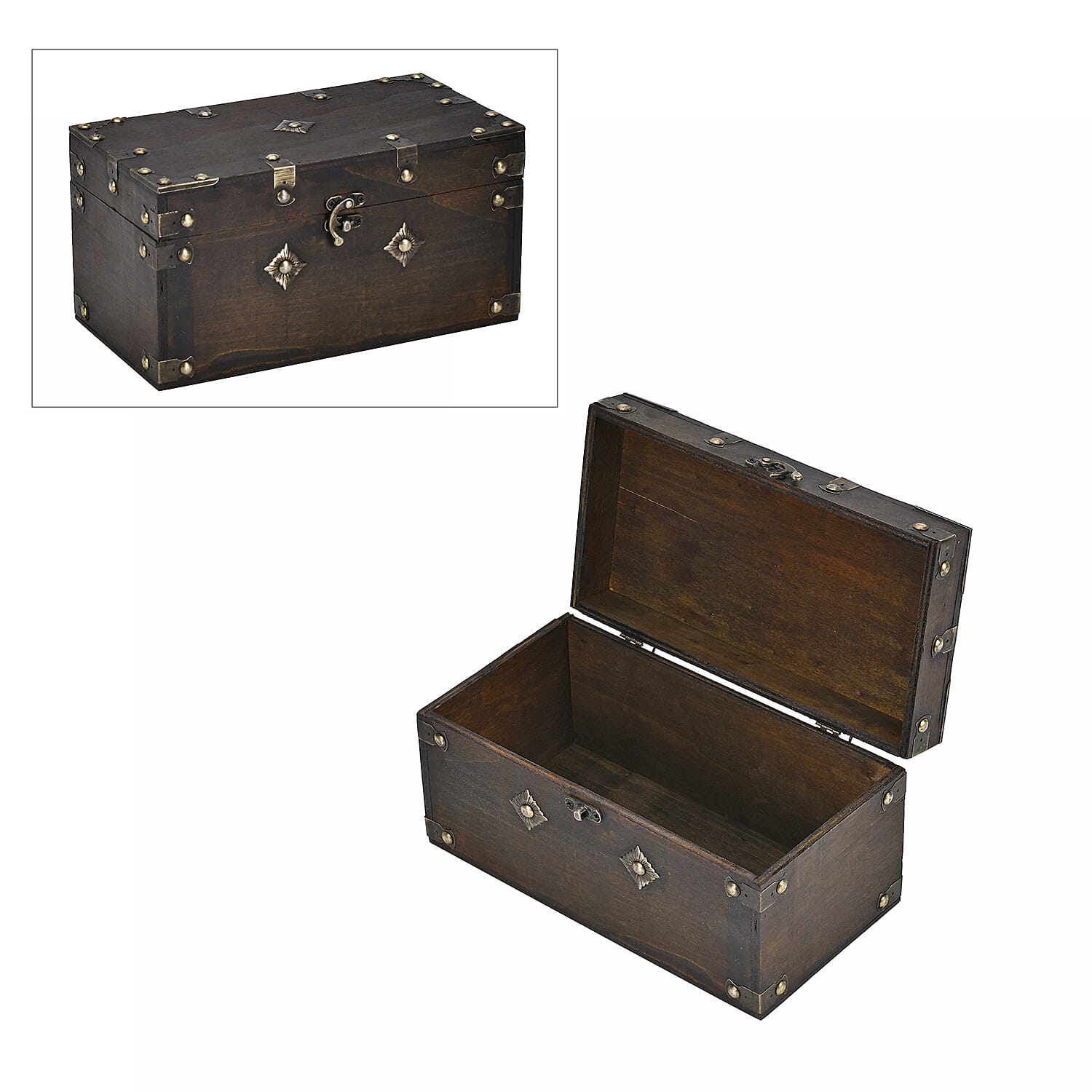 Classic Antique Style Wooden Storage Box (Size 25x13x13 cm) - Brown