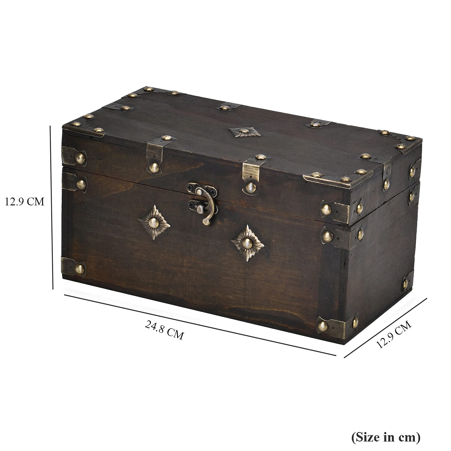 Solid European Style Wooden Box (Size 25x13x13 cm) - Brown