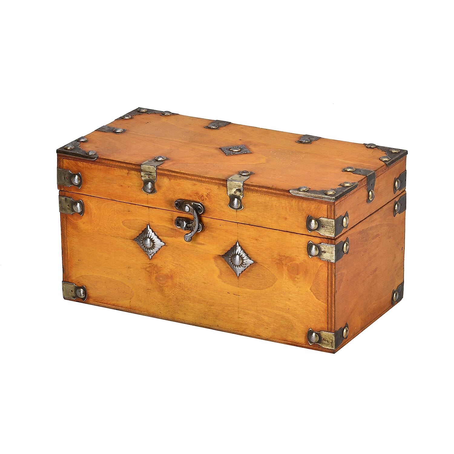 Classic Antique Style Wooden Storage Box (Size 25x13x13 cm) - Yellow