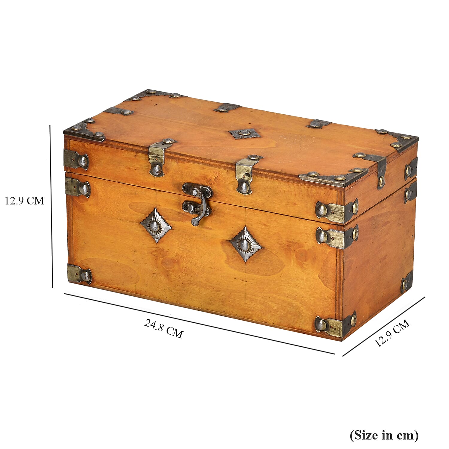 Solid European Style Wooden Box (Size 25x13x13 cm) - Yellow & Brown