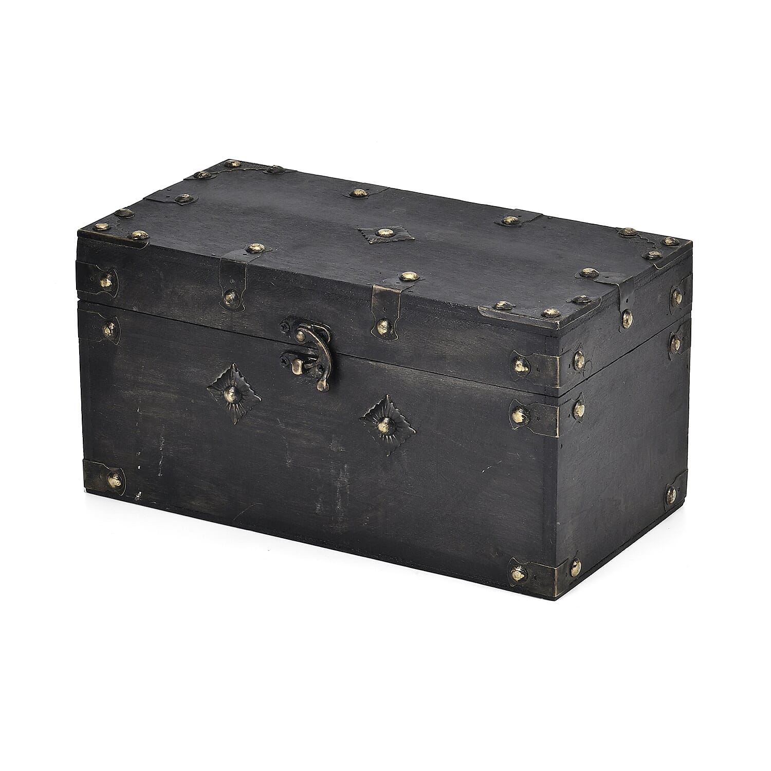 Classic Antique Style Wooden Storage Box (Size 25x13x13 cm) - Black