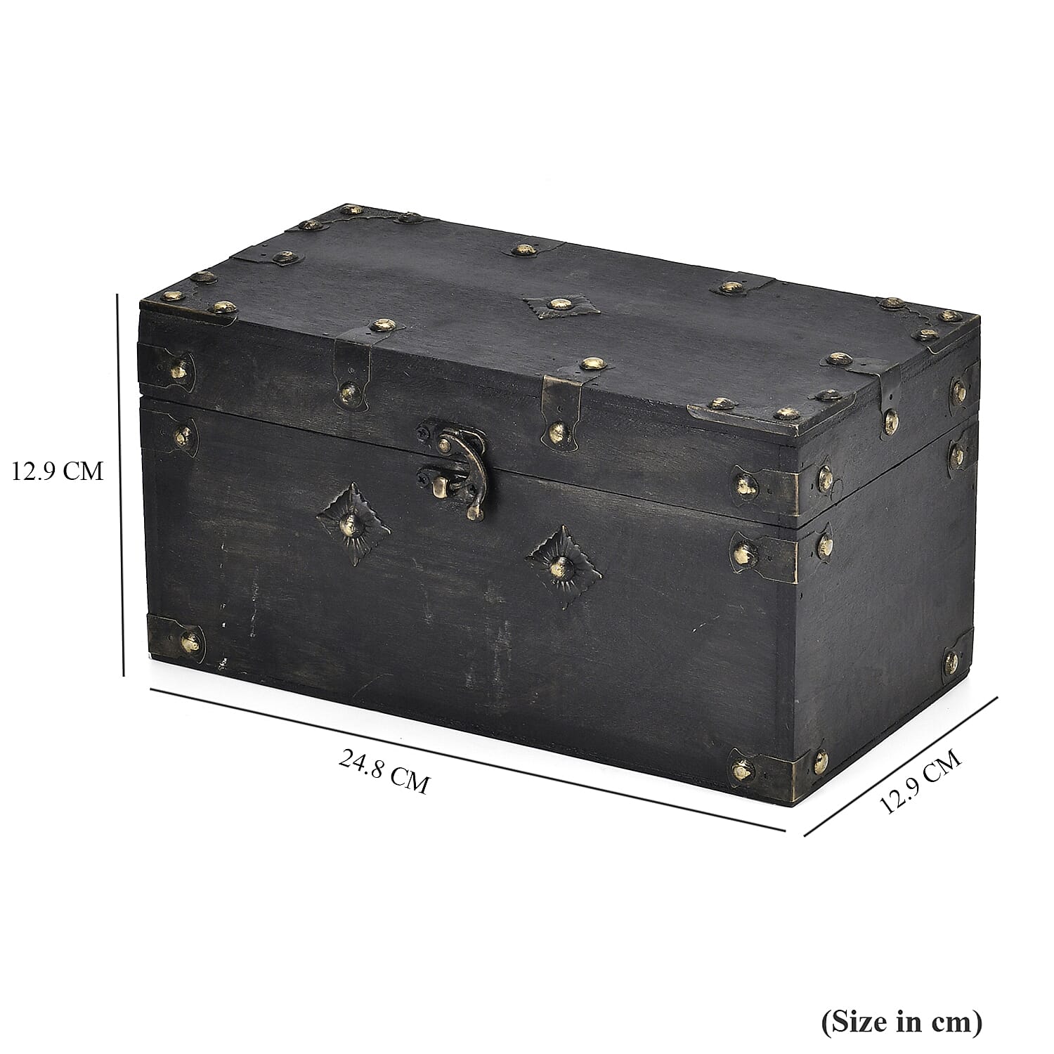 Solid European Style Wooden Box (Size 25x13x13 cm) - Black & Brown
