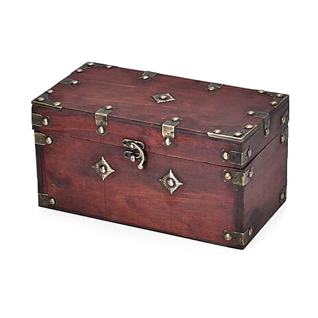 Solid European Style Wooden Box (Size 25x13x13 cm) - Red & Brown