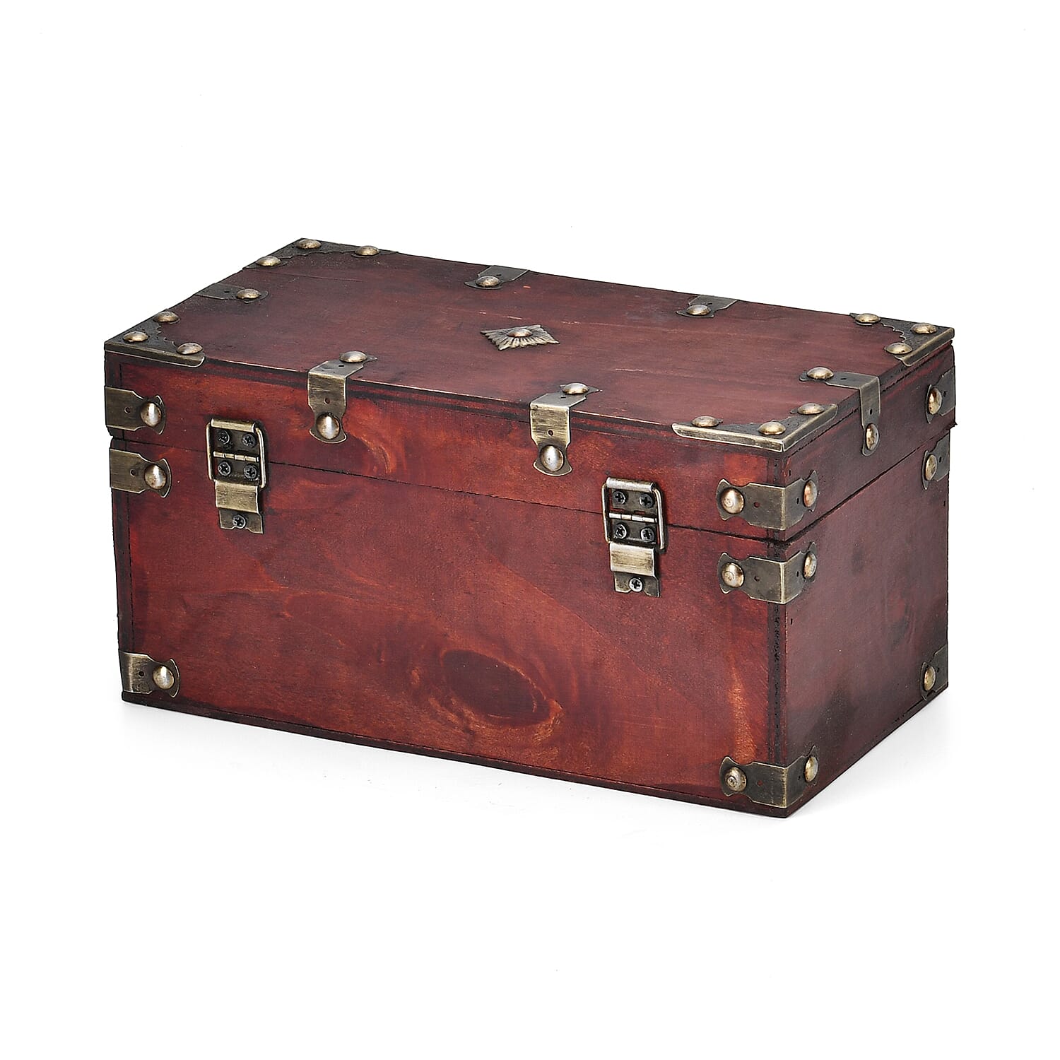 Classic Antique Style Wooden Storage Box (Size 25x13x13 cm) - Red