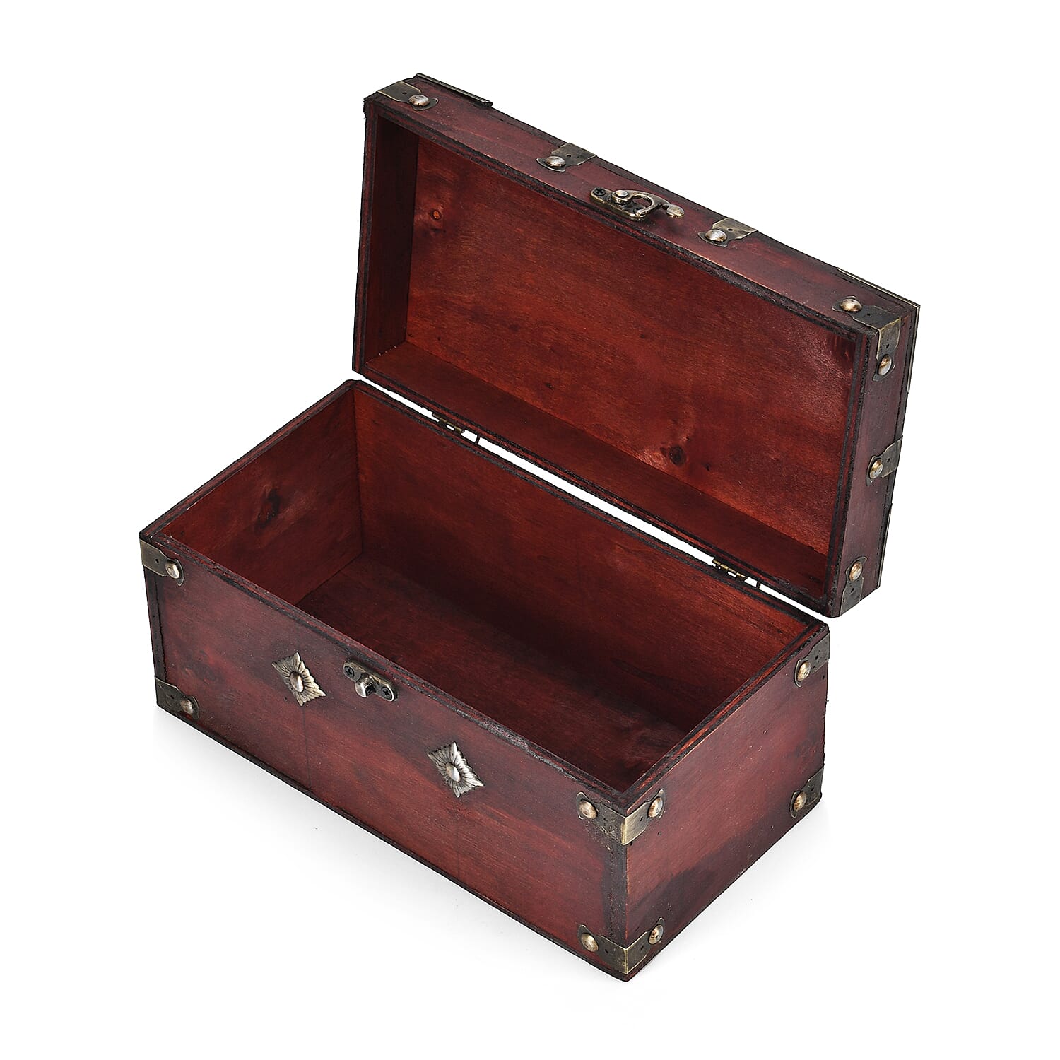 Classic Antique Style Wooden Storage Box (Size 25x13x13 cm) - Red