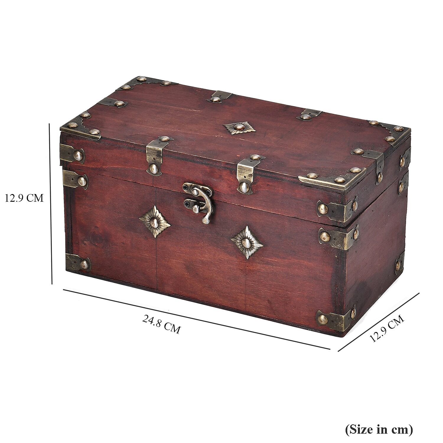 Solid European Style Wooden Box (Size 25x13x13 cm) - Red & Brown