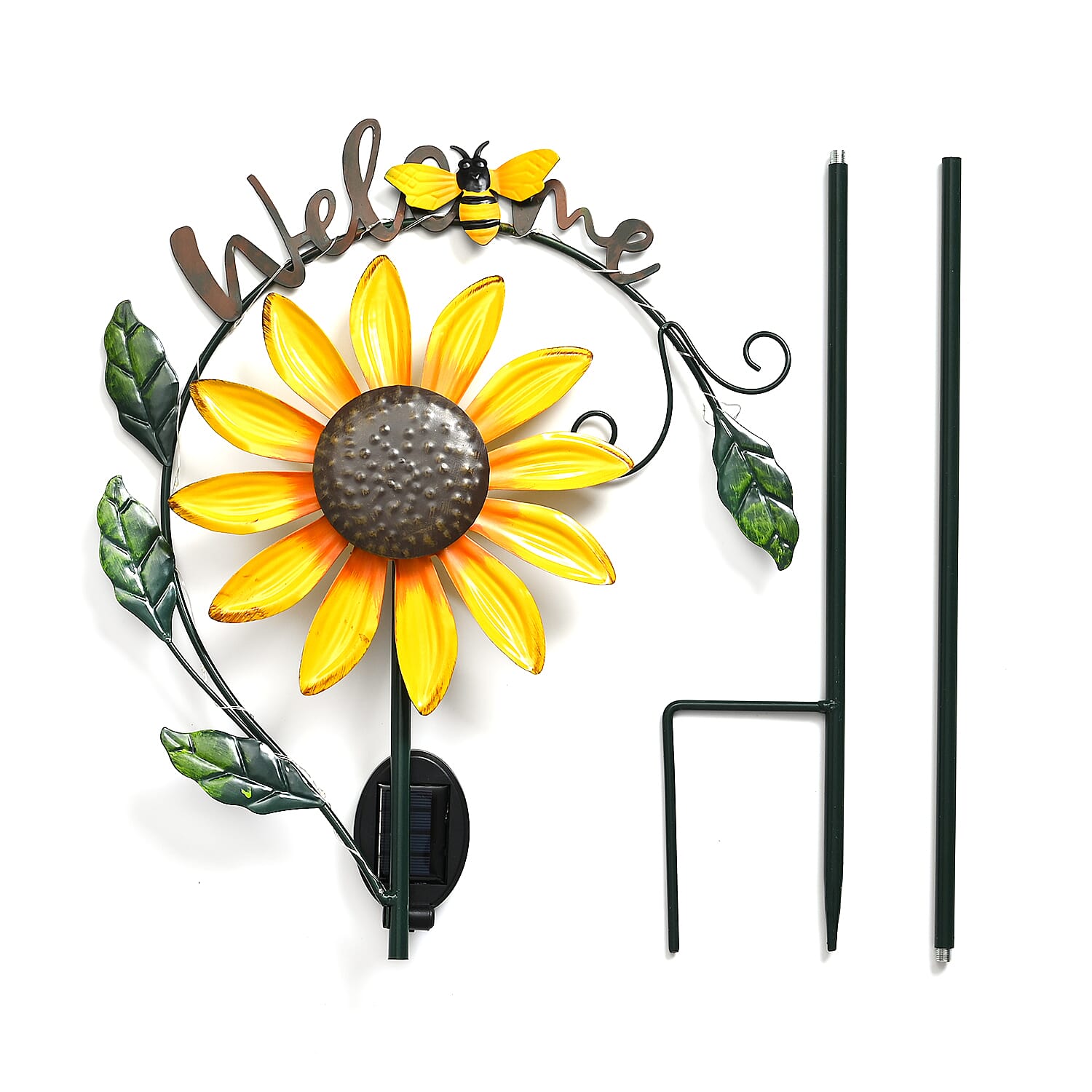 Sunflower - Honeybee Wind Spinner Stake with Solar Light - Multi