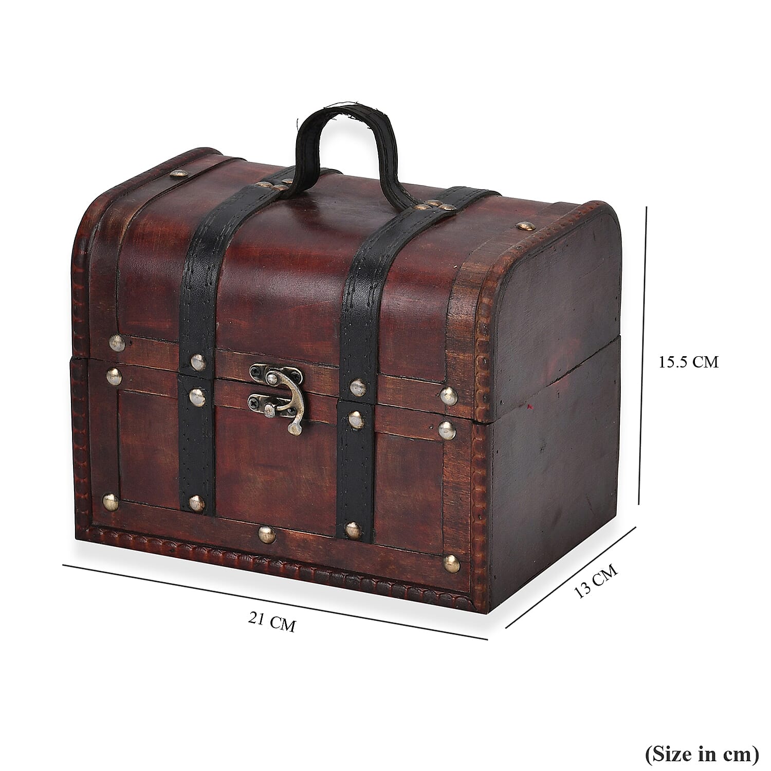 Classic Antique Style Wooden Storage Box (Size 21x16x14 cm) - Brown