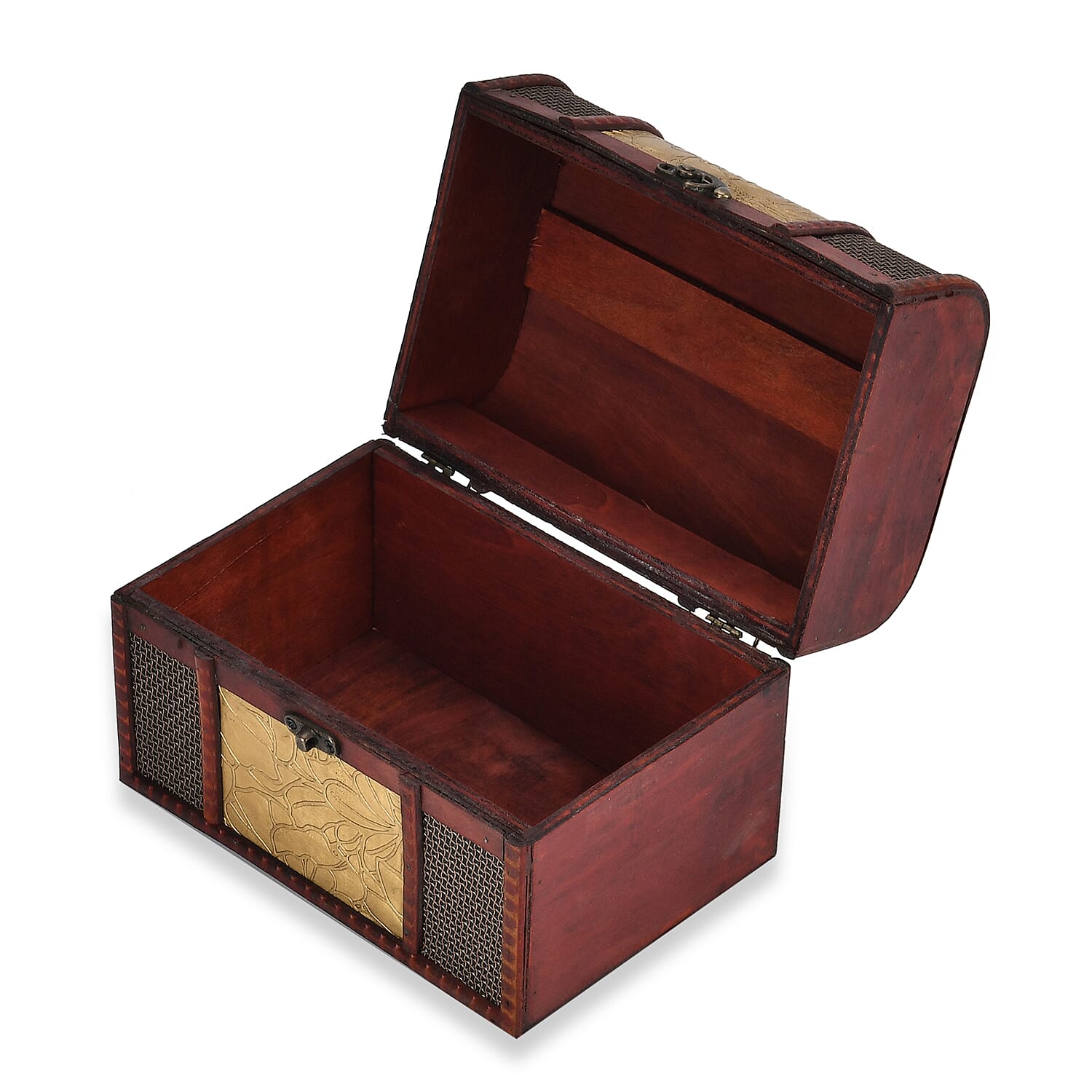 Classic Antique Style Leaf Pattern Wooden Storage Box - Golden