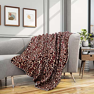 Super Soft Faux Fur Sherpa Double Layer Blanket Leopard Print