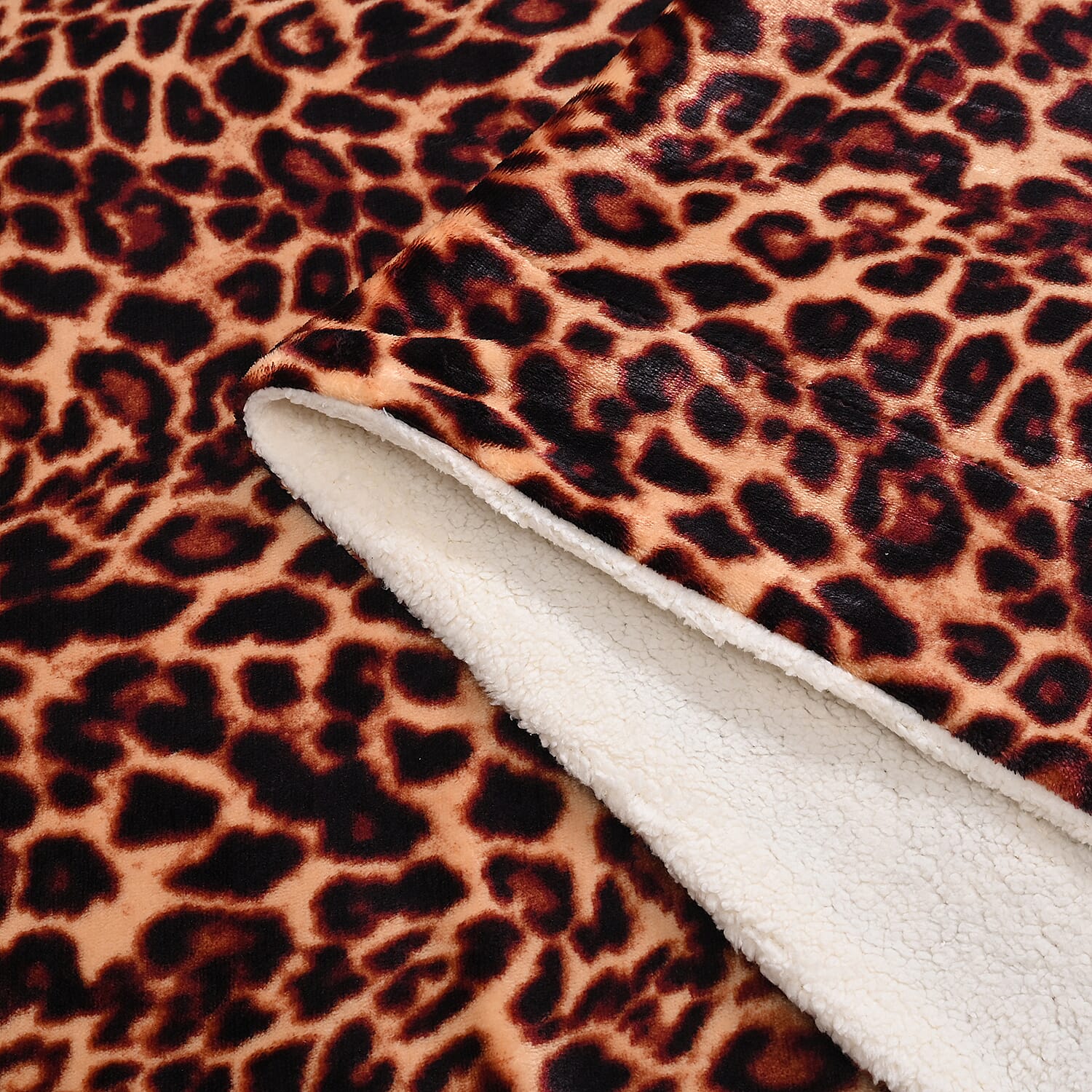 Super Soft Faux Fur Sherpa Double Layer Blanket Leopard Print (Size 150x200cm).