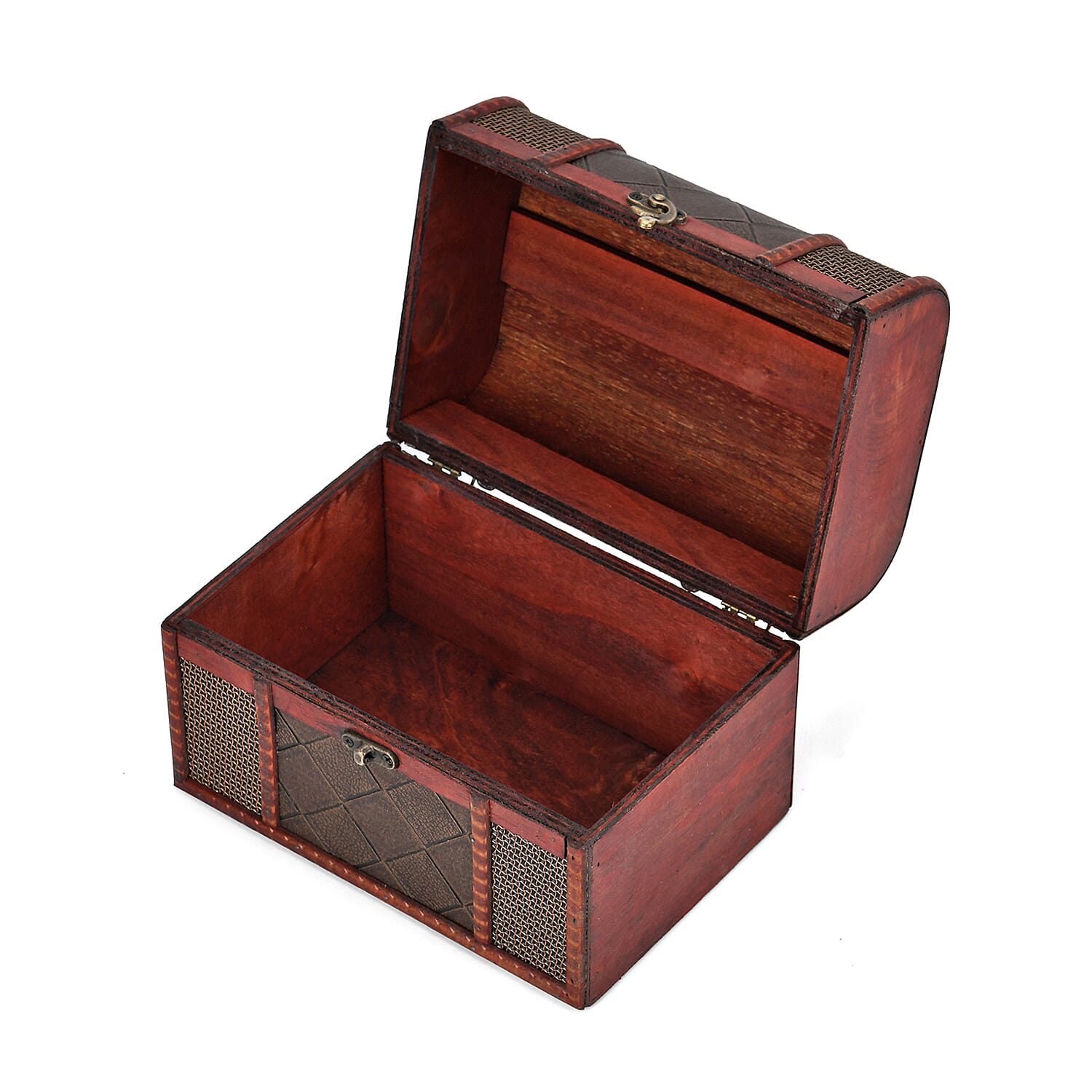 Classic Antique Style Diamond Pattern Wooden Storage Box - Bronze