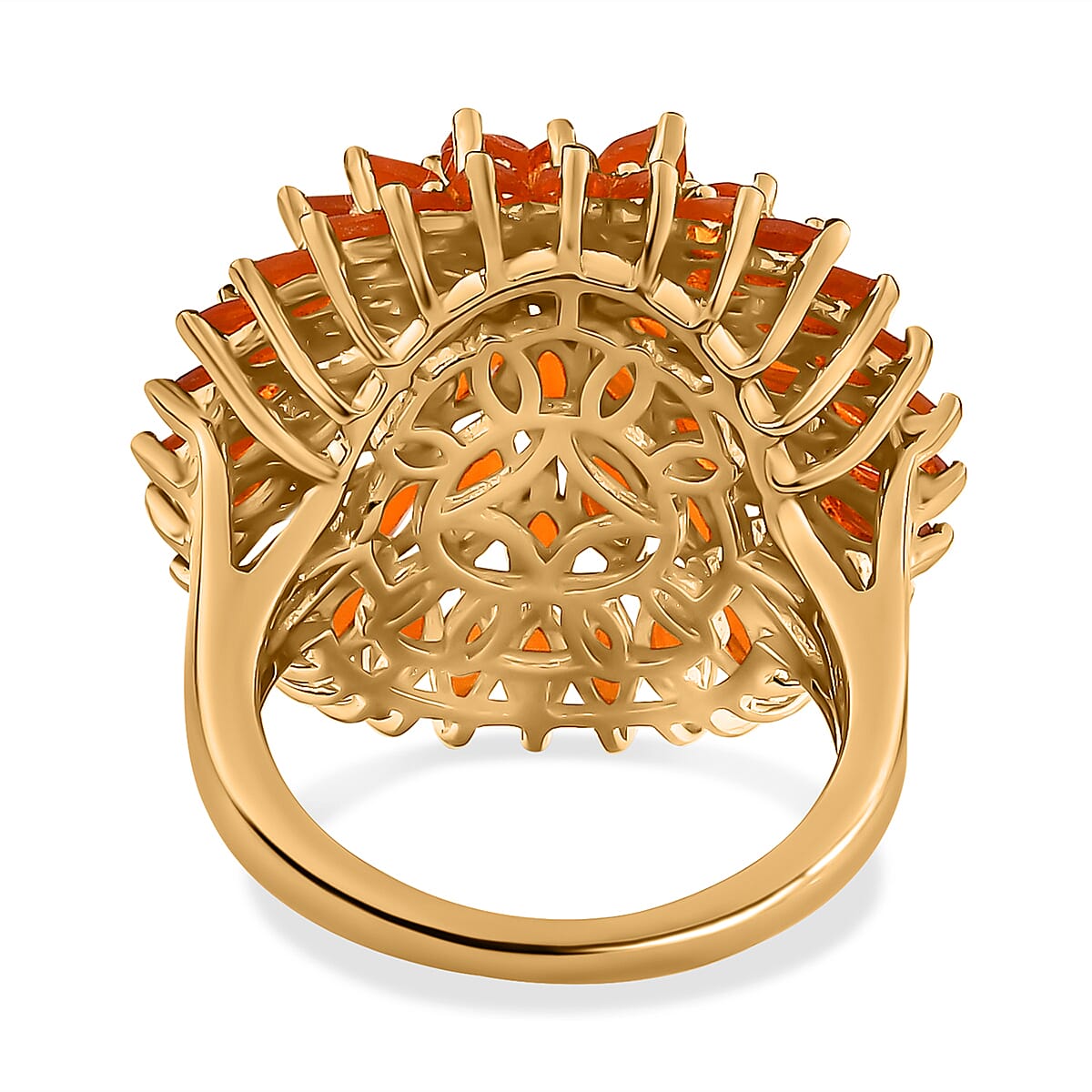 Salamanca Fire Opal Ring in 18K Yellow Gold Vermeil Plated Sterling Silver 3.93 Ct.