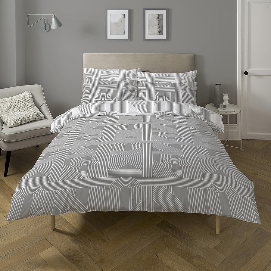 Copenhagen Polyester Duvet Cover (Size 1x1 cm) - Mink & Grey