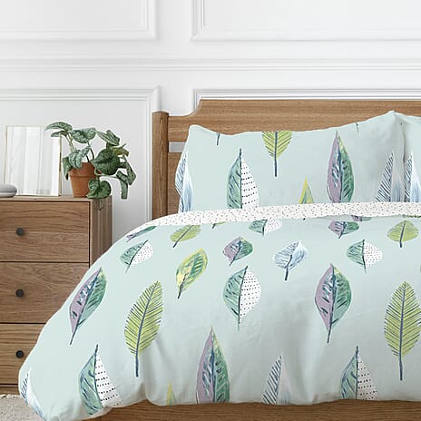 One Time Closeout - Copenhagen Home Flynn Duck Egg Duvet Cover Set (Size Double) - Blue