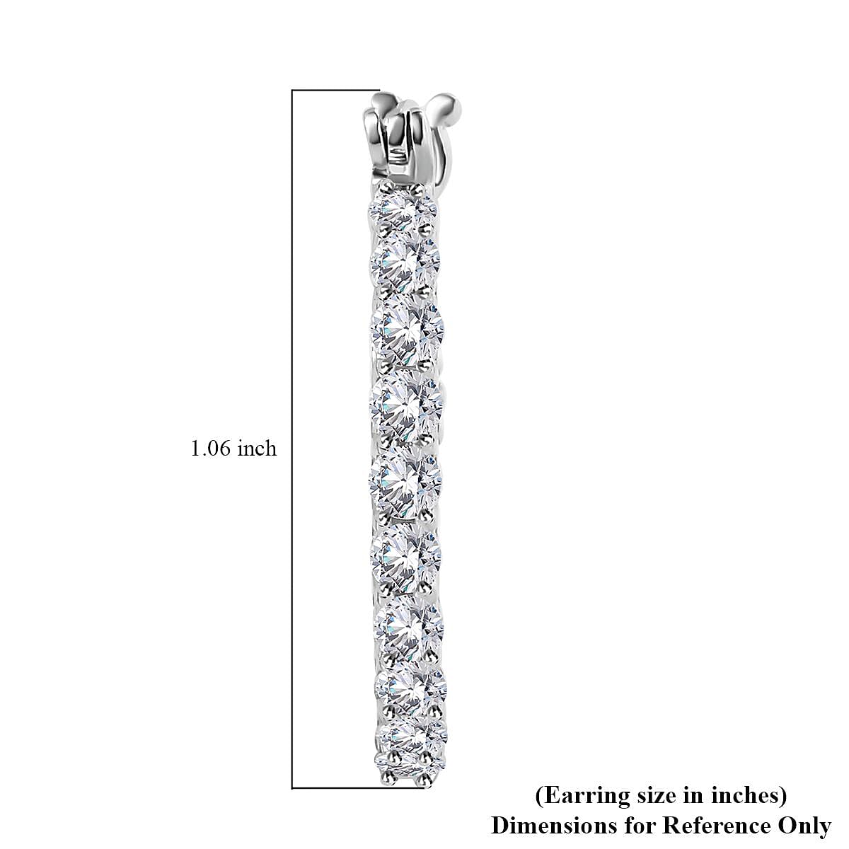 Moissanite Hoop Earrings in Platinum Overlay Sterling Silver 2.56 Ct