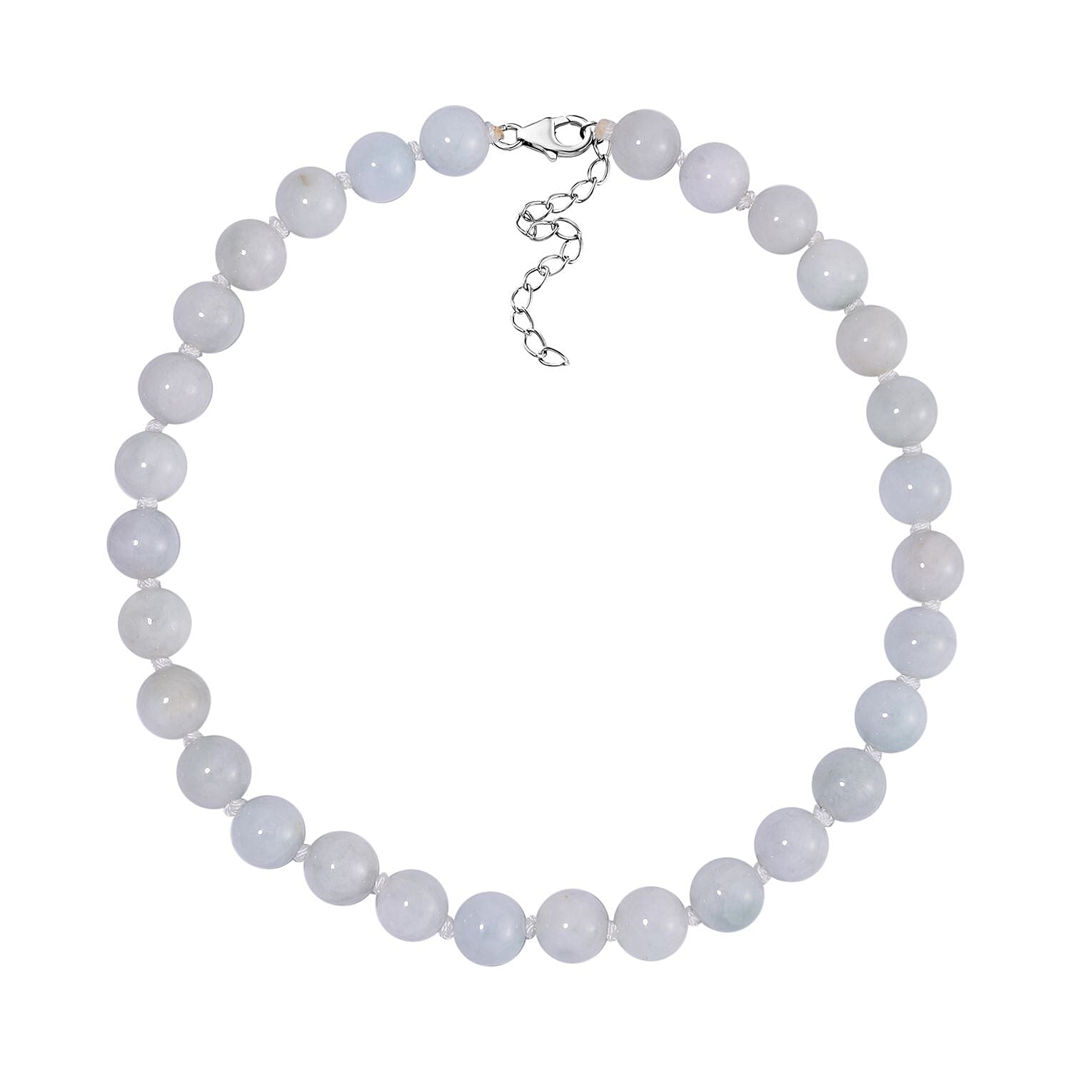 Extremely Rare Natural Type A Jadeite Jade Necklace in Rhodium Overlay Sterling Silver 600 Ct