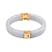Natural Jadeite Jade Carved Hinged Bangle in 18K Gold Vermeil Plated Sterling Silver 235 Ct (Size 7.5)
