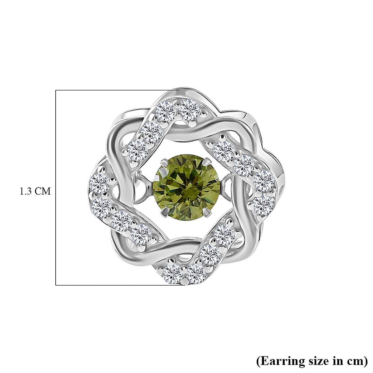 Green & White Cubic Zirconia Earrings in Rhodium Overlay Sterling Silver 1.58 Ct