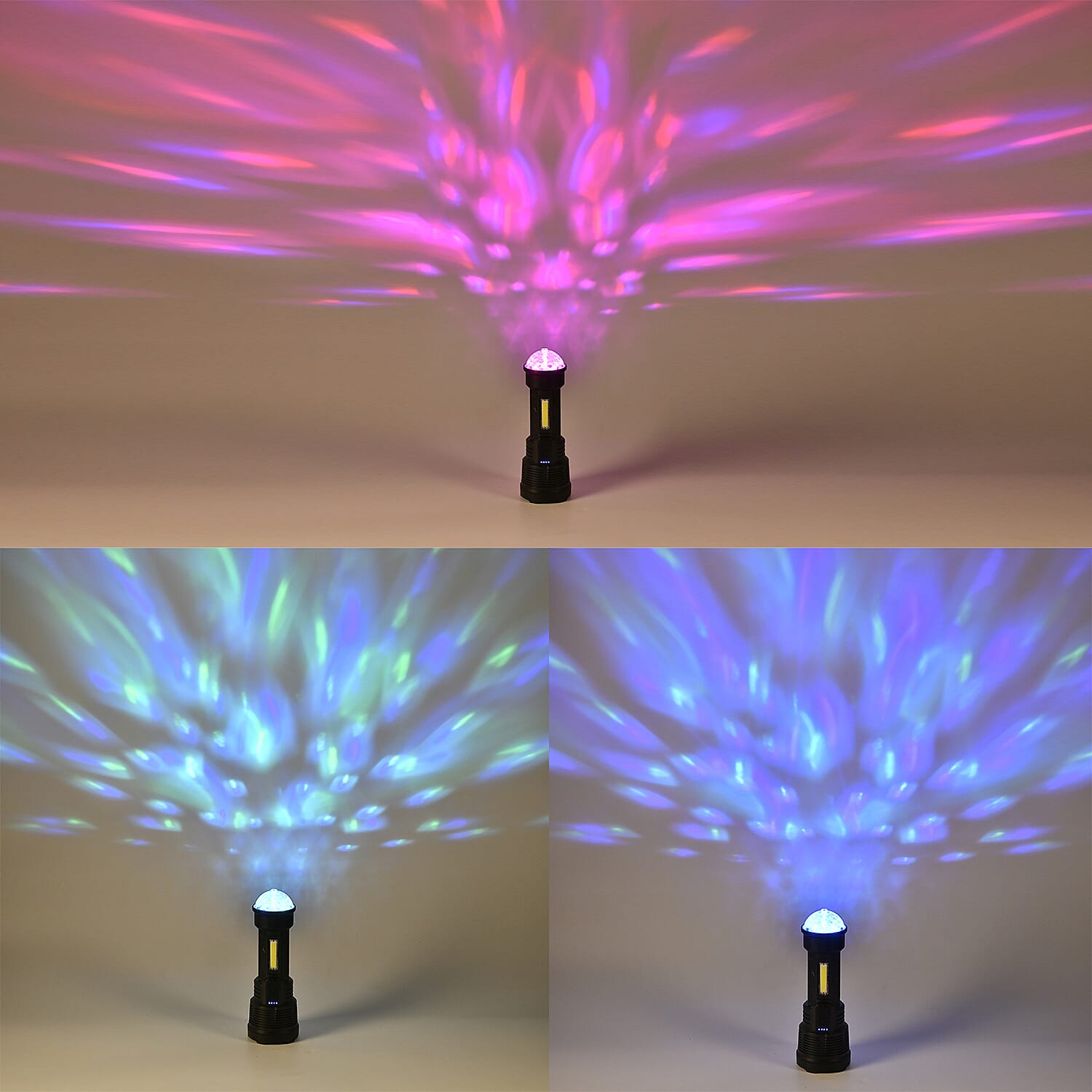 Multifunctional Rechargeable LED - COB Lamp Beads Colourful Flashlight (1200mAh Battery - USB Cable)